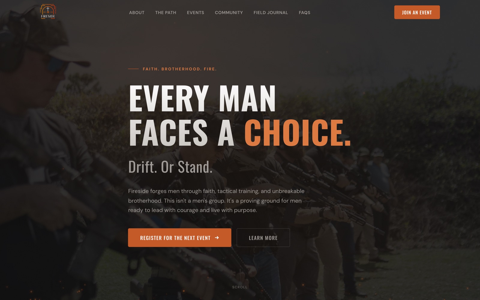 Fireside 610 website hero, designed by Lyfework