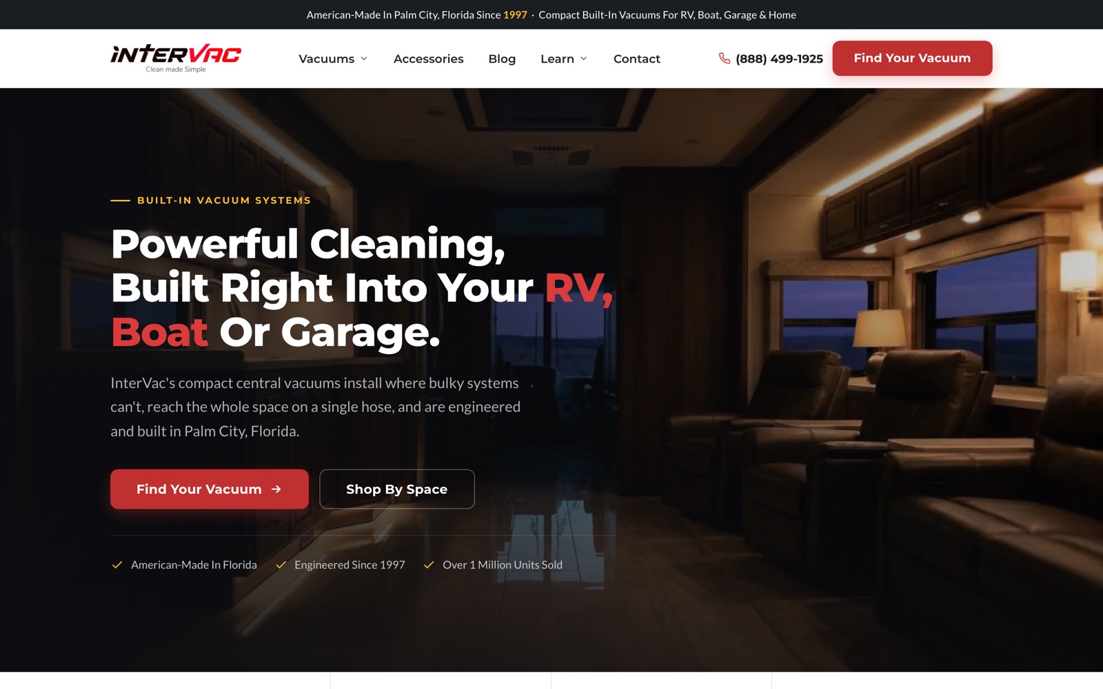 InterVac Design website hero, designed by Lyfework