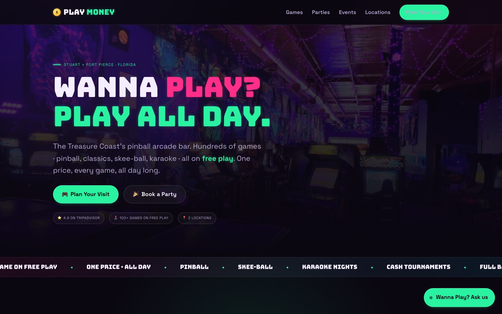 Play Money website hero, designed by Lyfework