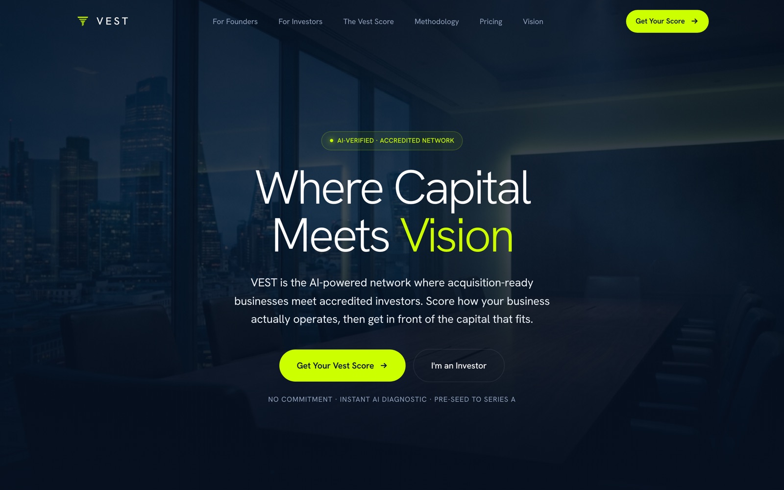 VEST website hero, designed by Lyfework