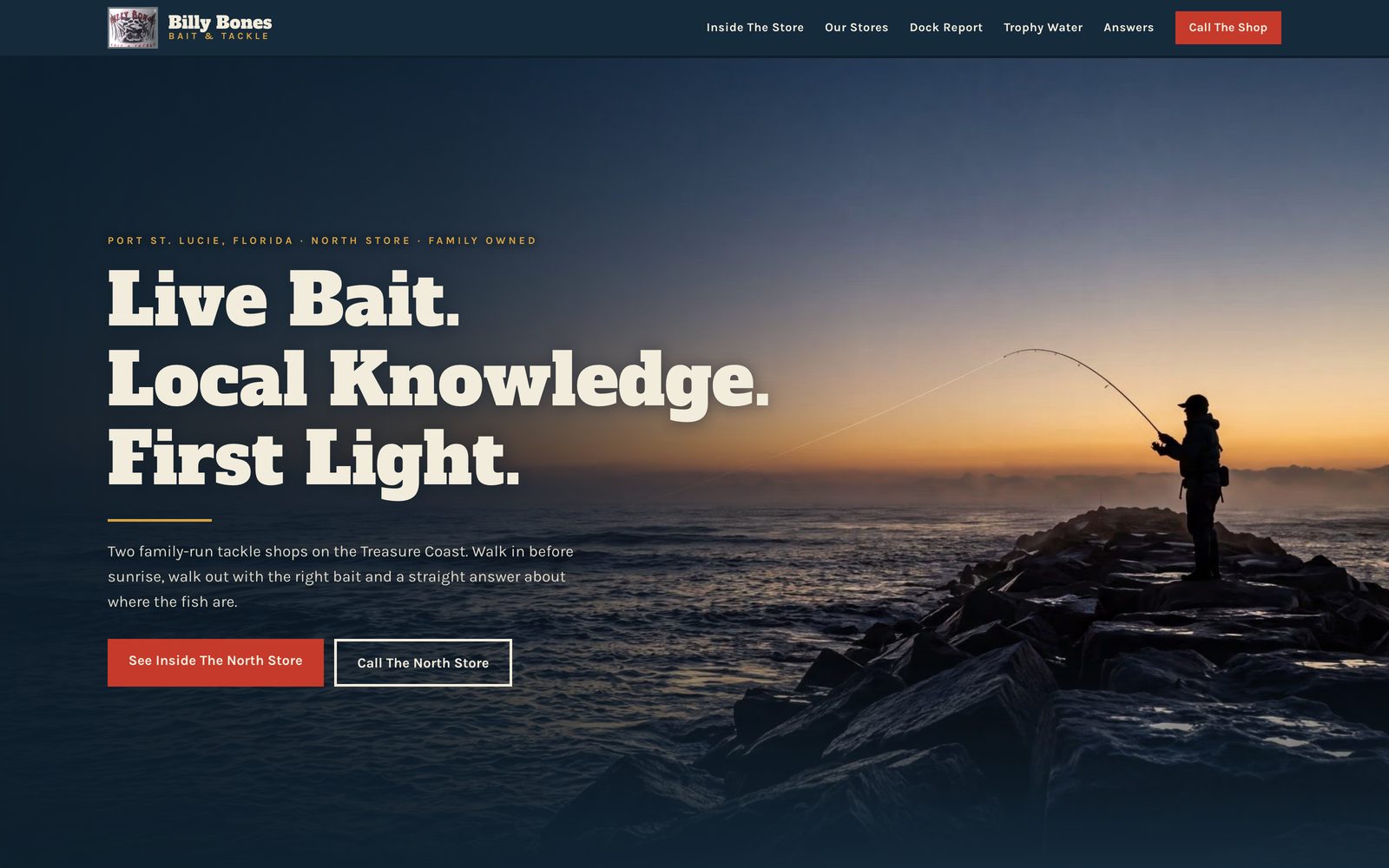 Billy Bones North website, designed and built by Lyfework