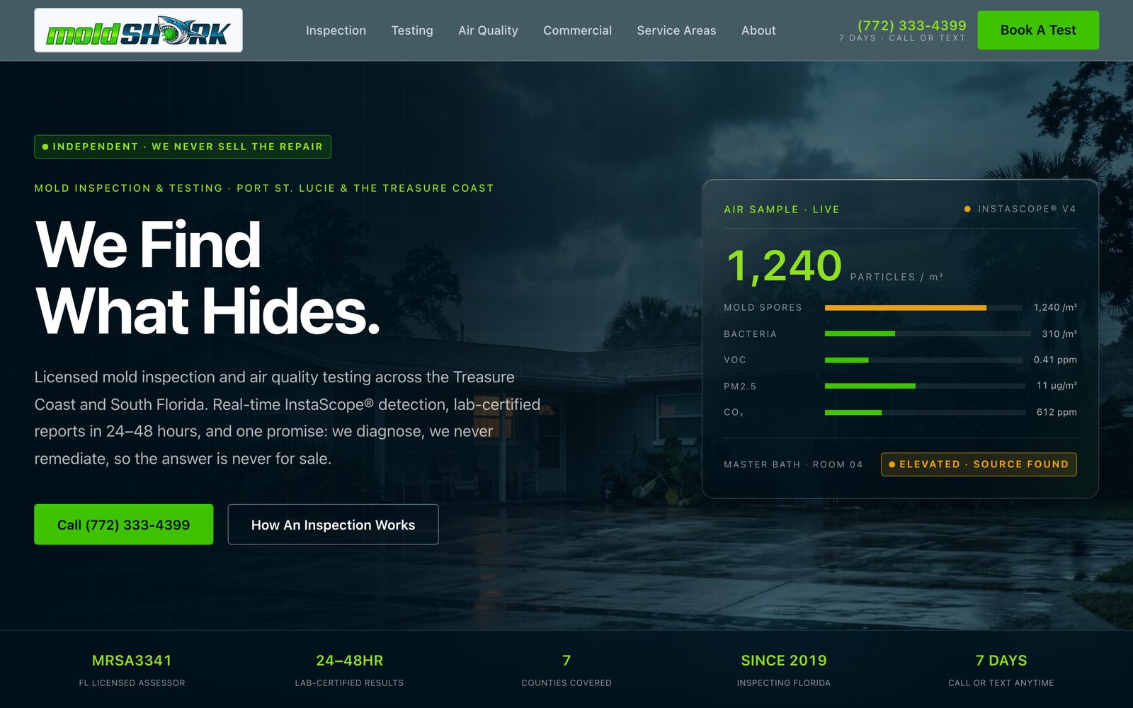Mold Shark website, designed and built by Lyfework