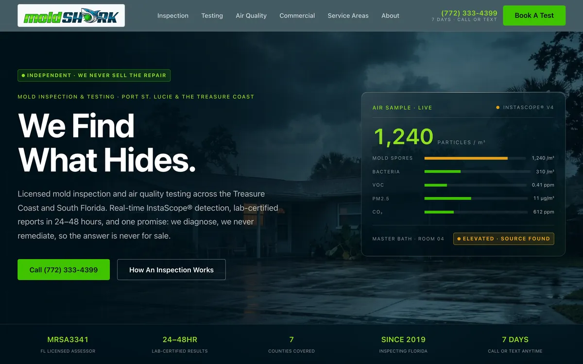 Mold Shark website, built by Lyfework