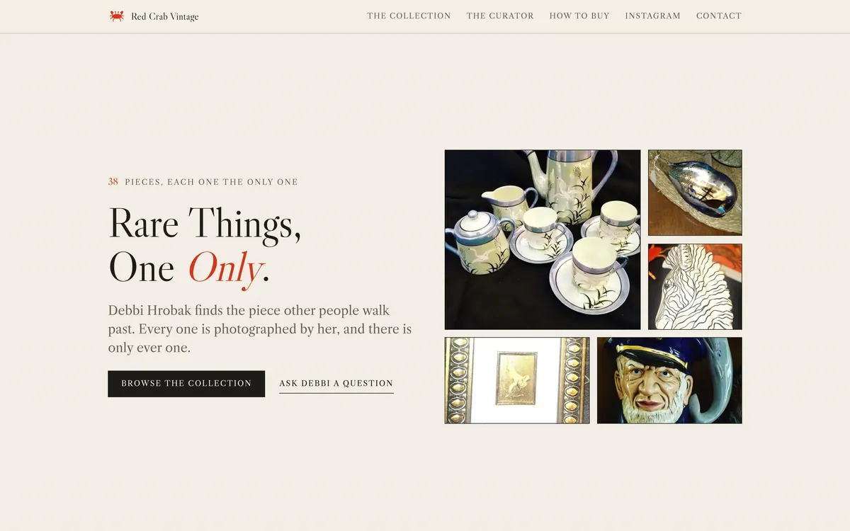 Red Crab Vintage website, built by Lyfework