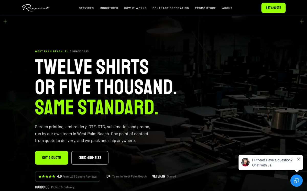 Ripprint custom apparel website, built by Lyfework