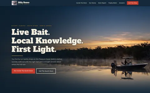 Billy Bones South website, designed and built by Lyfework