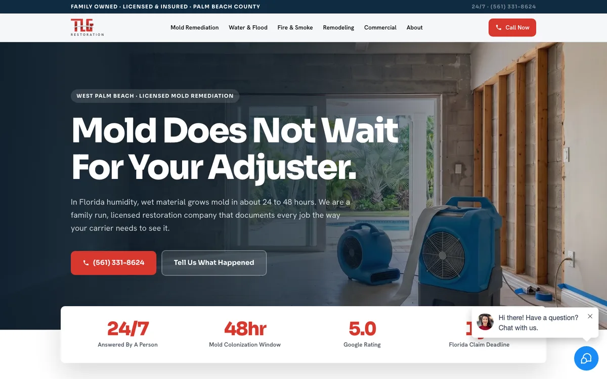 TLG Restoration website, built by Lyfework