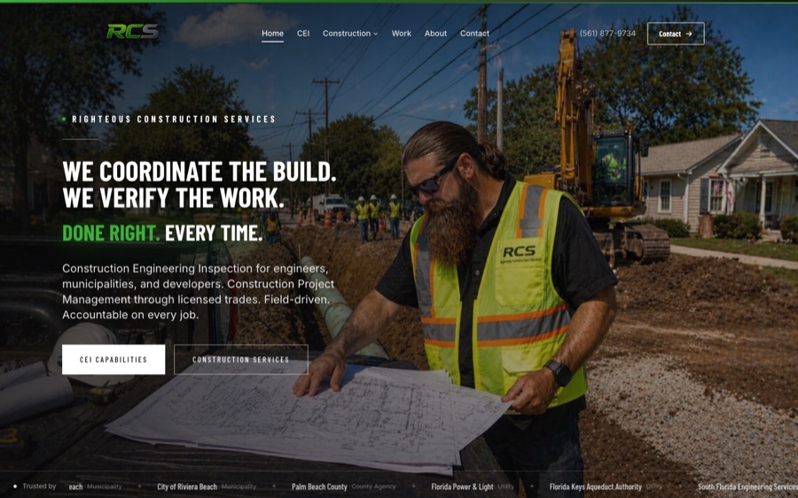 Righteous Construction Services website